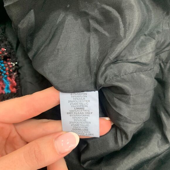 Trina Turk Dress Womens 2 Black Multi Sleeveless Good Night Tweed Sheath Lined - Picture 10 of 15